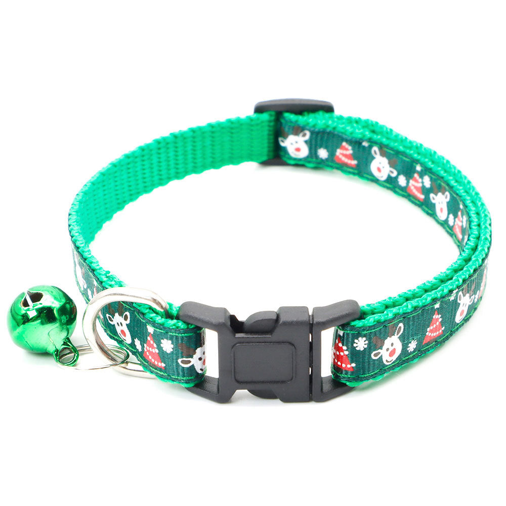 1pc Pet Collars Delicate Safety Casual Nylon Dog Collar with Bell Chrismas Neck Strap Fashion Adjustable Pet Cat Dog Collar