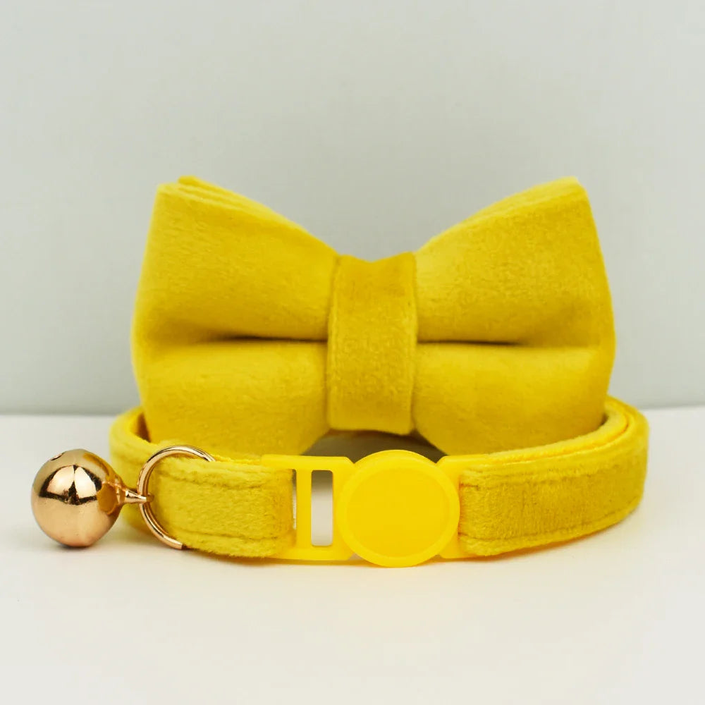 Cat Collar Bowknot Adjustable Safety  pet collar Velvet cat collar Prevent cats from choking