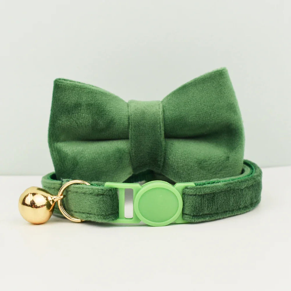 Cat Collar Bowknot Adjustable Safety  pet collar Velvet cat collar Prevent cats from choking