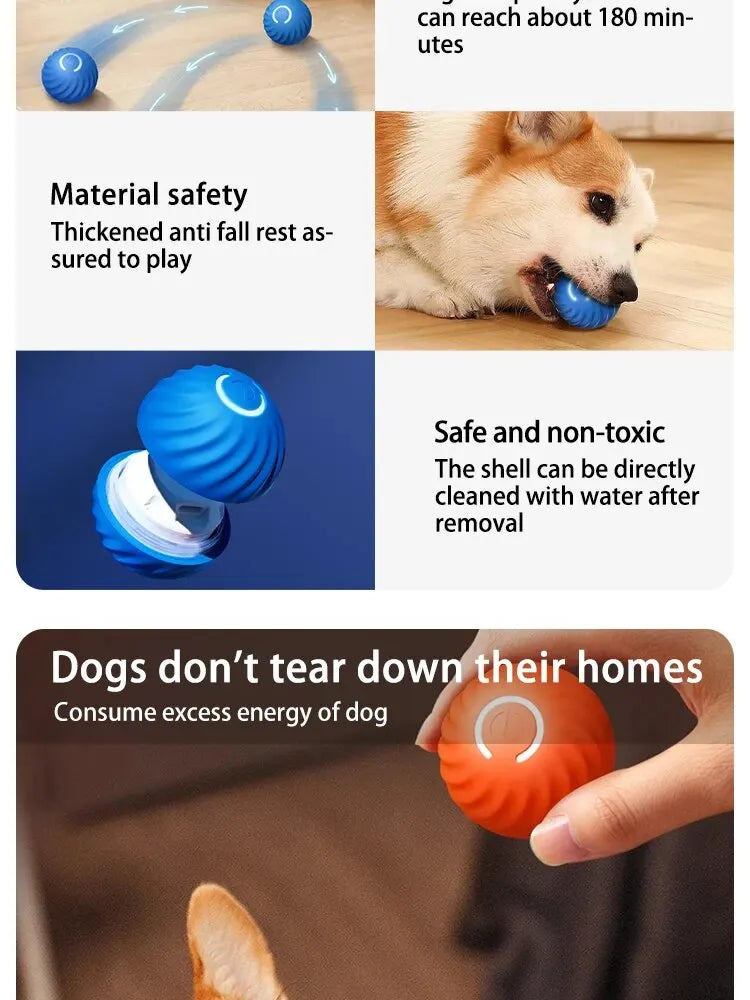 Dog Toys Intelligent Gravity Jump Ball Rechargeable Bite-Resistant Rolling Ball Cat And Dog Chase Interactive Pet Toys