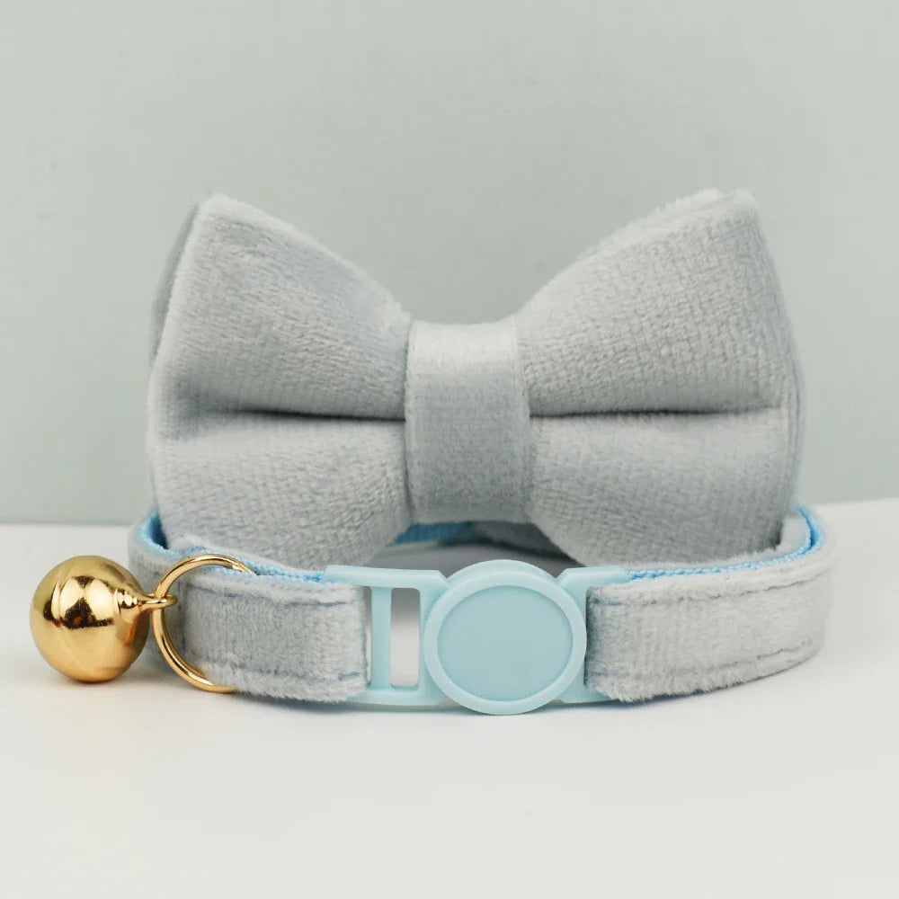 Cat Collar Bowknot Adjustable Safety  pet collar Velvet cat collar Prevent cats from choking