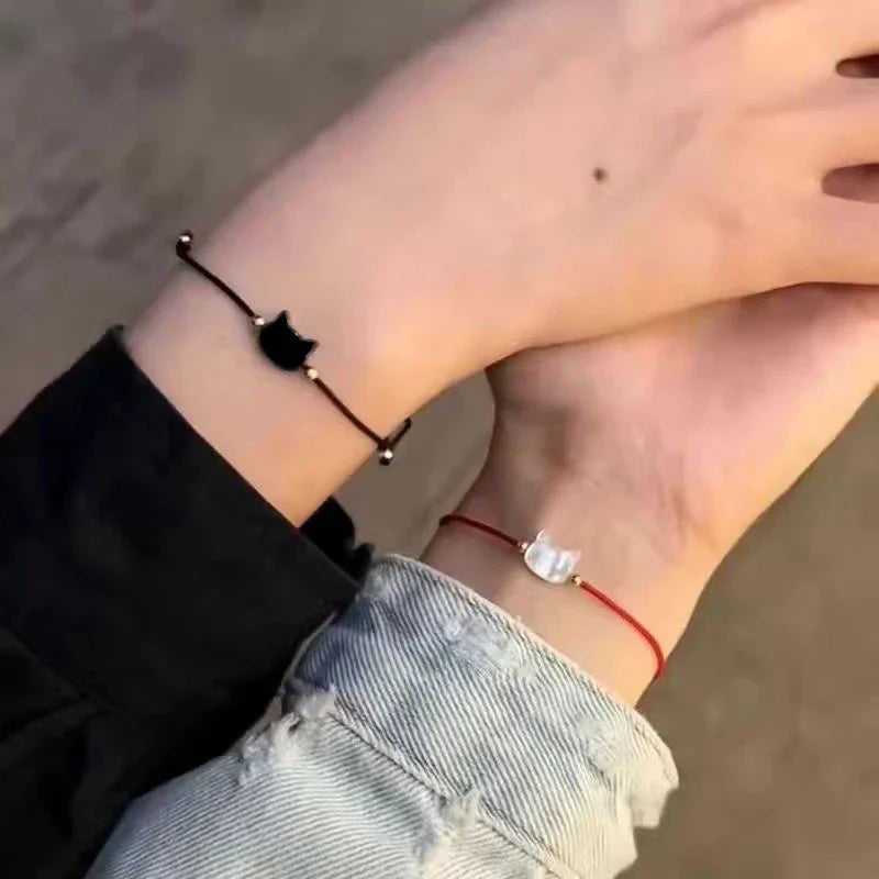 1/2pcs Cute Cat Obsidian Bracelet