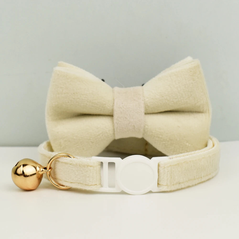 Cat Collar Bowknot Adjustable Safety  pet collar Velvet cat collar Prevent cats from choking