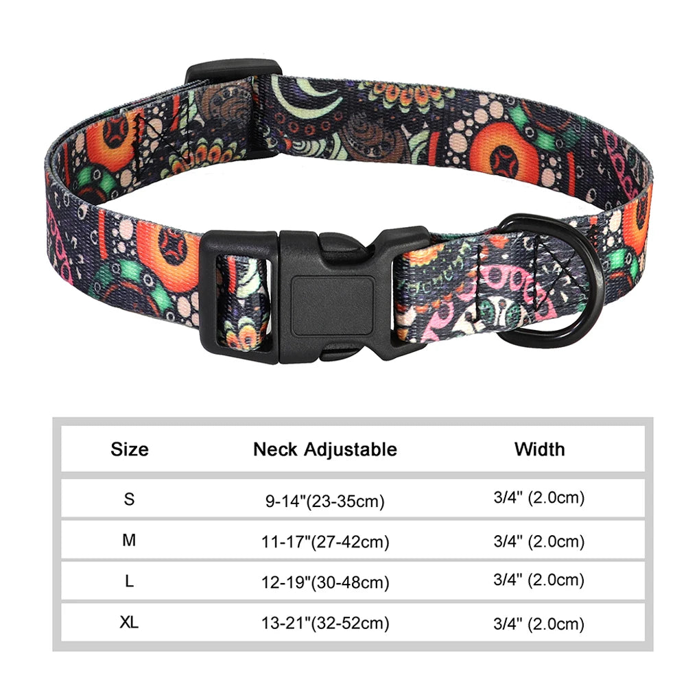 12 Styles Nylon Floral Printed Dog Collar Bohemian Small Puppy Cat Collars Adjustable Chihuahua Collar Pet Supplies Accessories