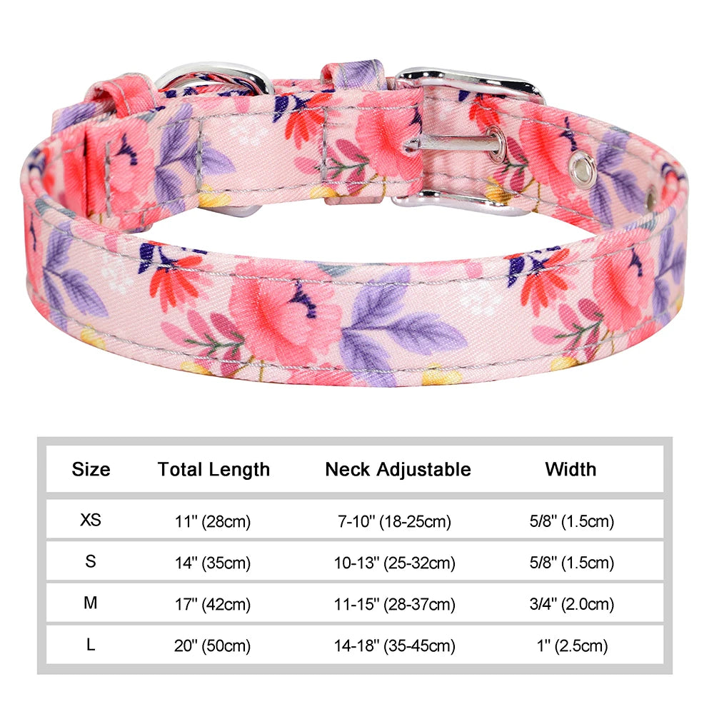 12 Styles Nylon Floral Printed Dog Collar Bohemian Small Puppy Cat Collars Adjustable Chihuahua Collar Pet Supplies Accessories