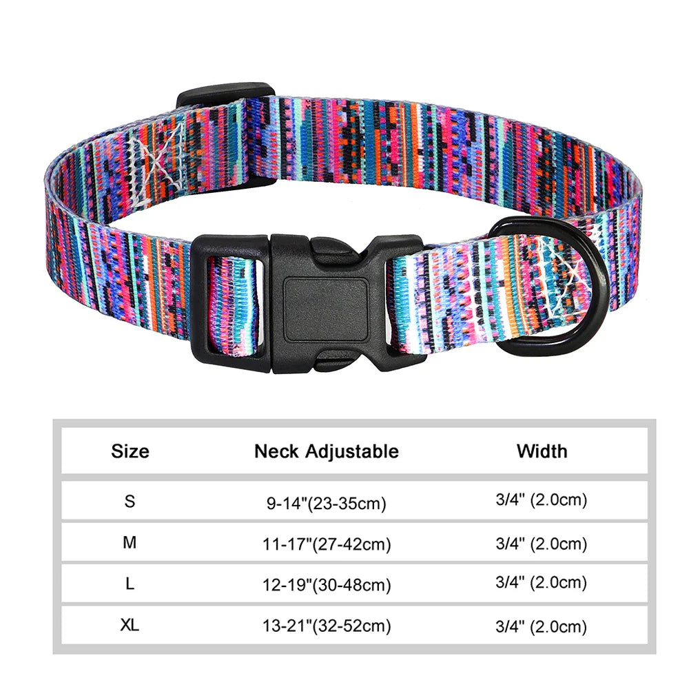 12 Styles Nylon Floral Printed Dog Collar Bohemian Small Puppy Cat Collars Adjustable Chihuahua Collar Pet Supplies Accessories