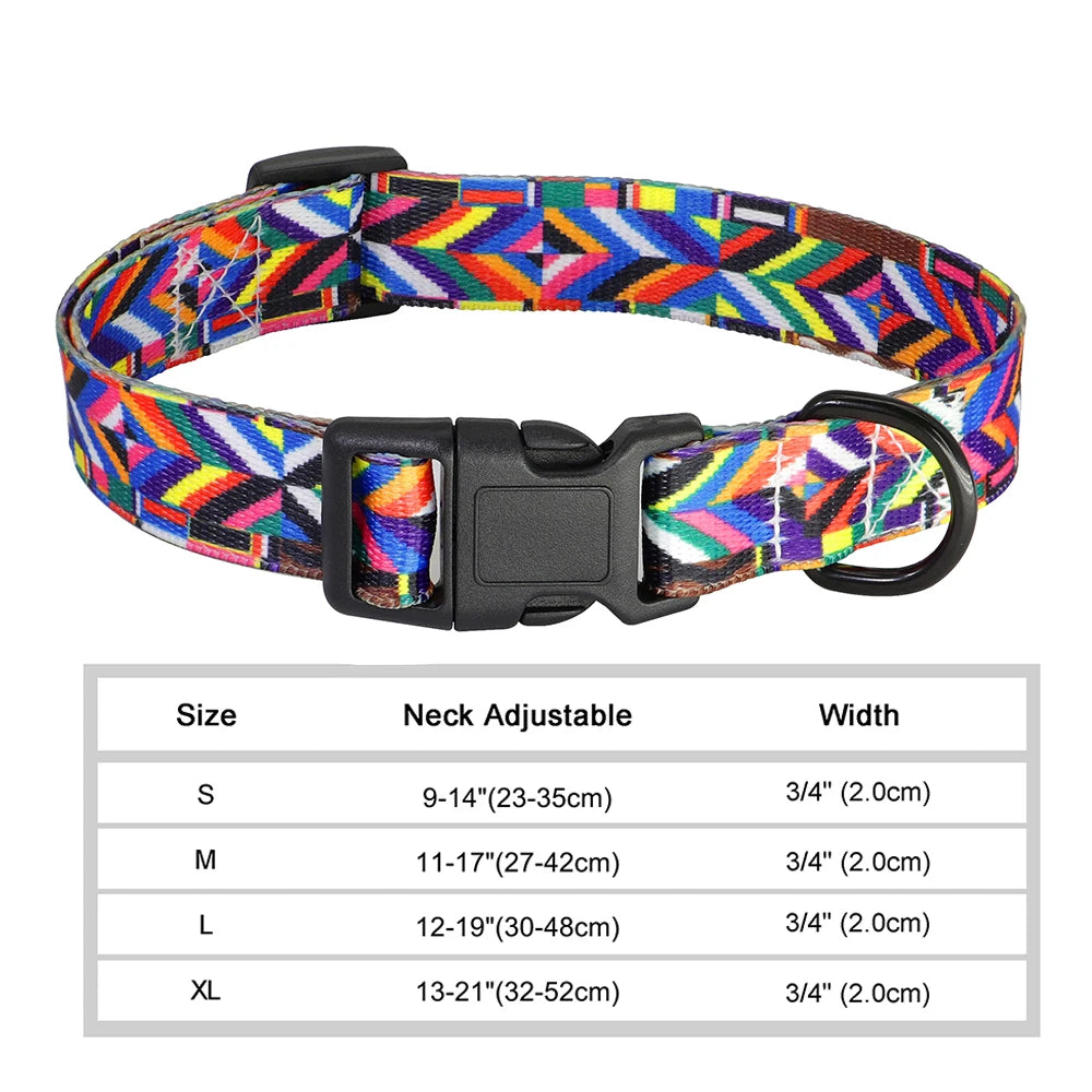 12 Styles Nylon Floral Printed Dog Collar Bohemian Small Puppy Cat Collars Adjustable Chihuahua Collar Pet Supplies Accessories