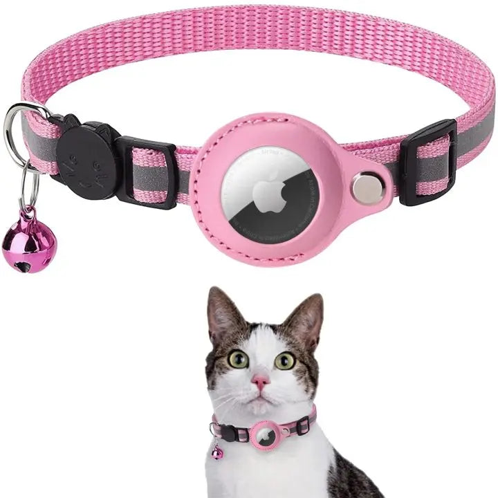 Anti-Lost Cat Collar for Airtag GPS Tracker Protective Case With Bell Reflective Cats Necklace Kitten Accesories Pet Products