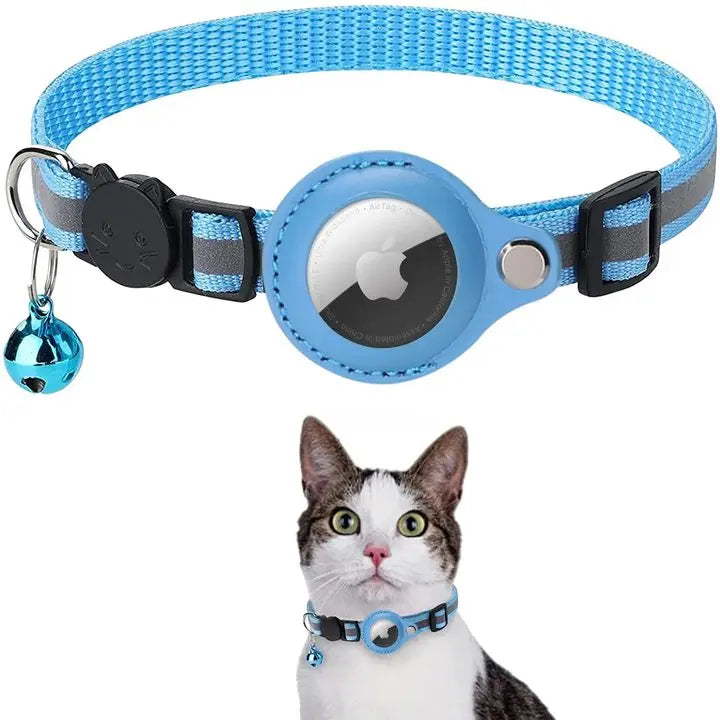 Anti-Lost Cat Collar for Airtag GPS Tracker Protective Case With Bell Reflective Cats Necklace Kitten Accesories Pet Products