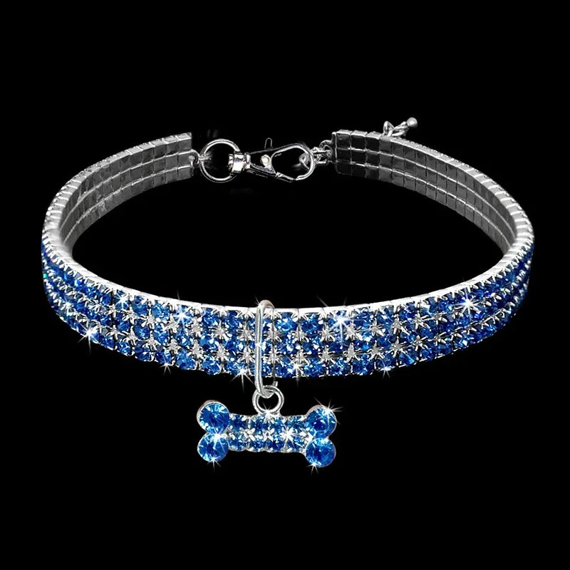 Bling Crystal Dog Collar Diamond Puppy Pet Shiny Full Rhinestone Necklace Collar Collars For Pet Little Dogs Supplies S/M/L