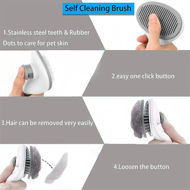 Pet Grooming Brush for Shedding & Tangle-Free Coat