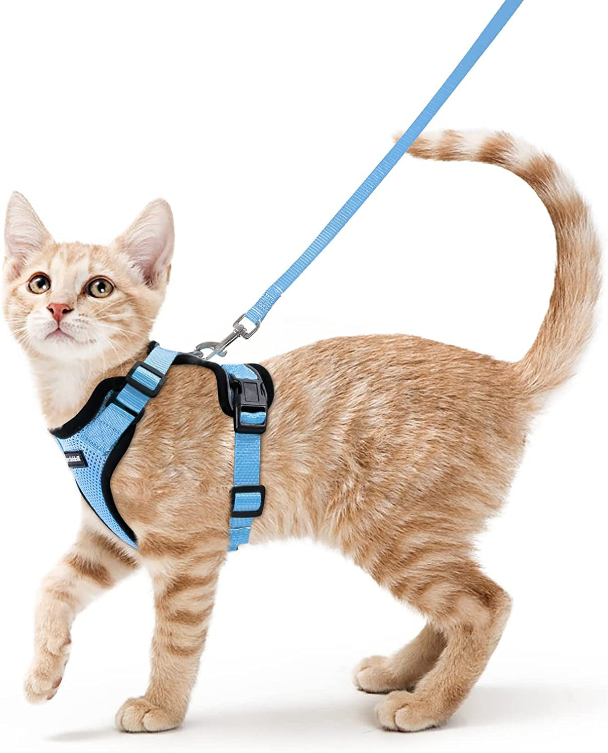 Cat Harness and Leash for Walking, Escape Proof Soft Adjustable Vest Harnesses for Cats, Easy Control Breathable Reflective Strips Jacket, Black, XS