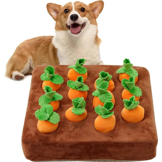 Interactive Carrot Snuffle Mat for Dogs – Plush Toy Field with Pullable Radishes, Perfect for Fun & Mental Stimulation