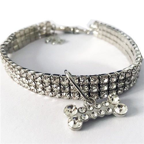 Bling Crystal Dog Collar Diamond Puppy Pet Shiny Full Rhinestone Necklace Collar Collars For Pet Little Dogs Supplies S/M/L