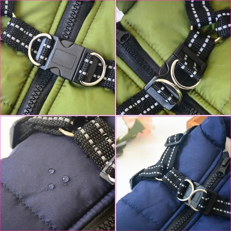 Waterproof Warm Dog Jacket Vest with Harness